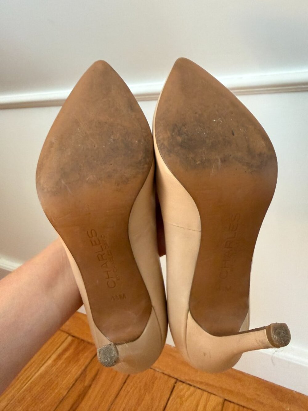 Charles by Charles David Nude Leather Pointed Toe Stiletto Pump Sz 5 - Picture 5 of 5